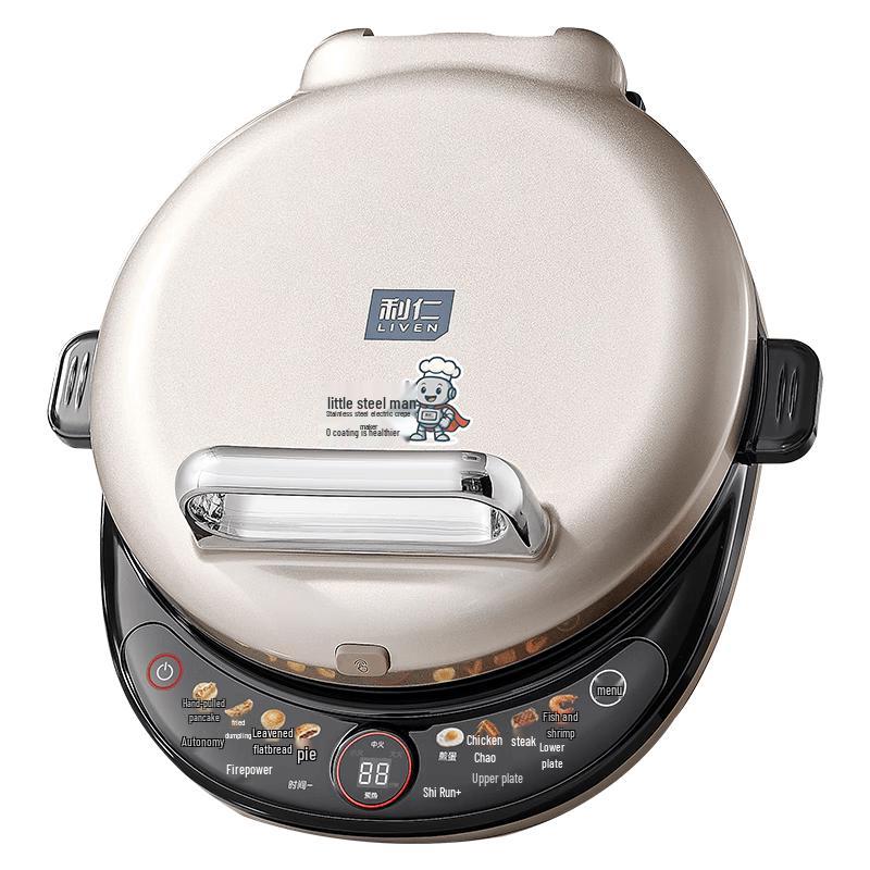 Liven Little Steel Man Electric Griddle with Uncoated Detachable Plates CN plug (adapter included)