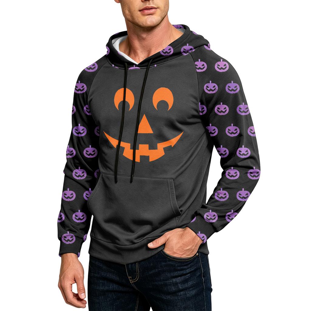Men's Loose Fit Printed Hoodie with Pocket and Drawstring Casual Sweatshirt for Everyday Wear