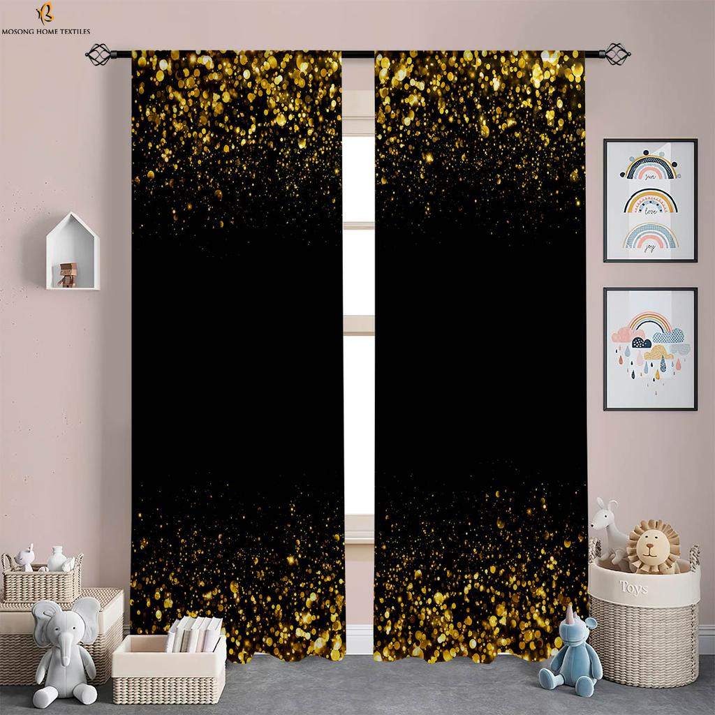 Rainbow Pink Shiny Printed Curtains Children's Room Bedroom Living Room Study Decorative Curtains 2 Pieces Home Decoration