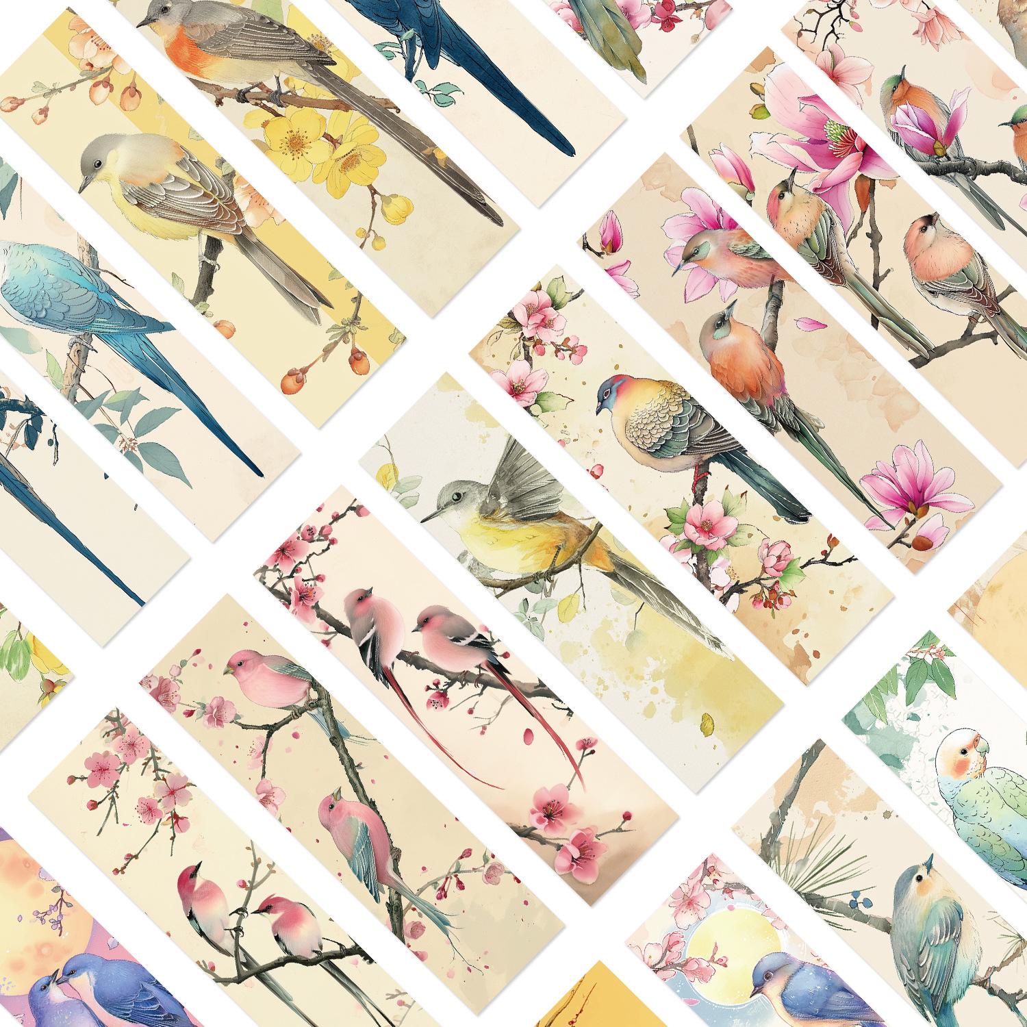 

30 Мультяшная Ретро Серия Птиц Простые Материалы для Рукописного Блокнота Литературные и Креативные Материалы Инс Бумага для Чтения Закладка DIY Украшение