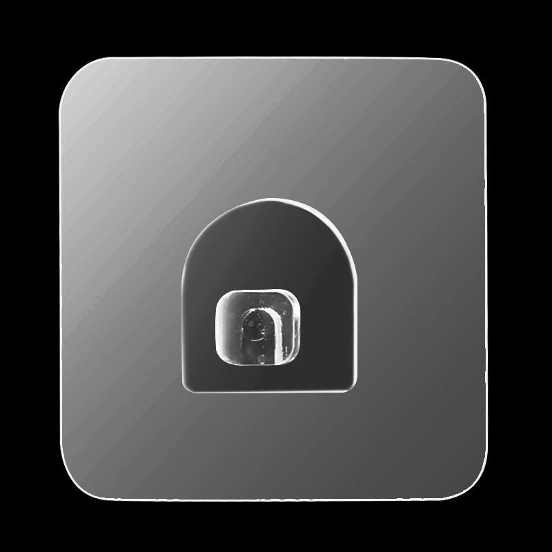 Multi-layer Adhesive Wall-Mount Storage Rack with Transparent Hooks for Bathroom