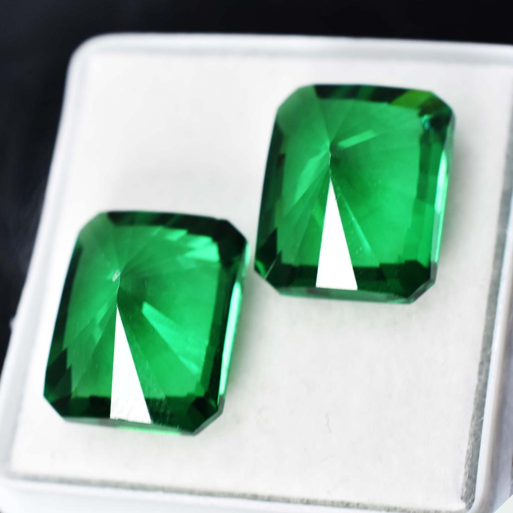 Natural Green Garnet Pair Emerald Cut CERTIFIED 20.10 Ct Loose Gemstone For Gift A-5759