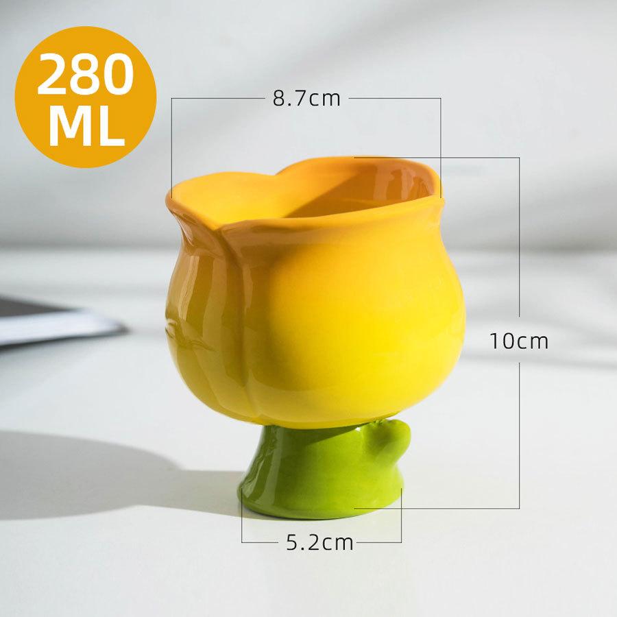

Home Daily Use Creative Hand Pinch Irregular Tulip Flowers Gradient Color Ceramic Ice Cream Cup Cute Hand Painted Ice Cream Cup 280ml