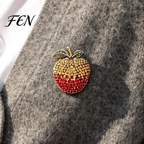 Metal Lapel Pin Rhinstone Fruit Brooch for Women, Shape Alloy Shirts Jewelry Pin, Clothing Accessories Wedding Party Prom Bag Decorative