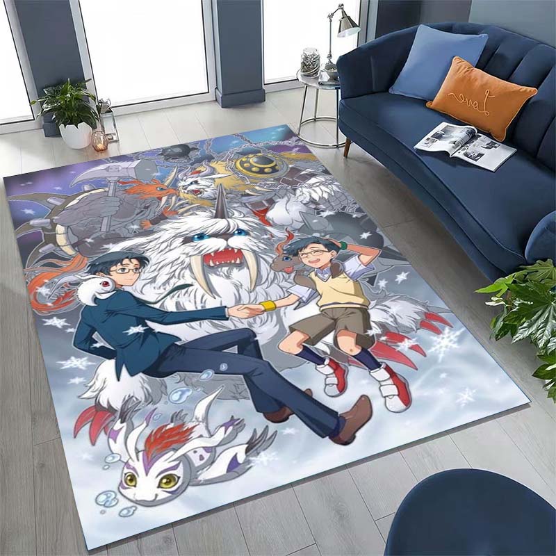 The New (Digimon) Rug Is Suitable for Home Décor in Game Rooms, Bedrooms, Living Rooms, Sofas, and Other Areas.