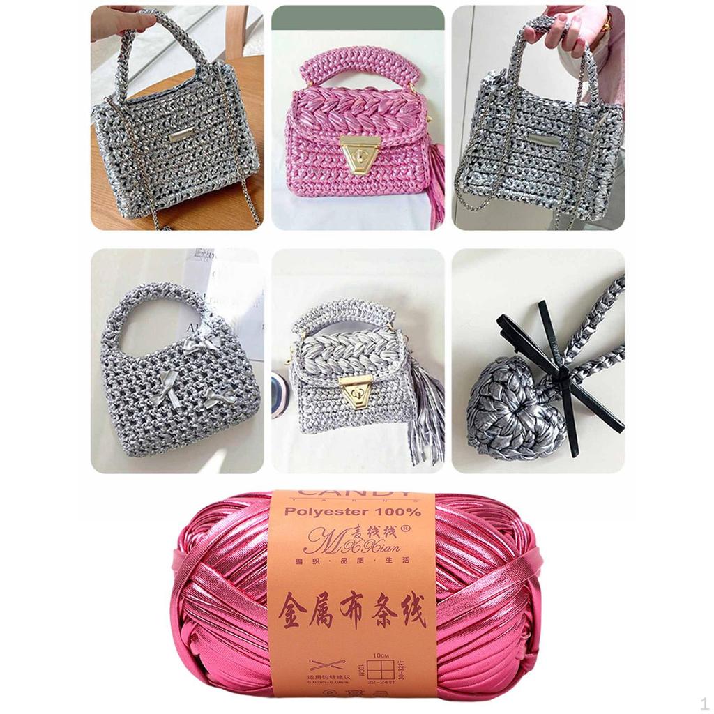 Metallic Shiny Yarn Crochet Bulky T Shirt for Headband Pillow DIY Craft
