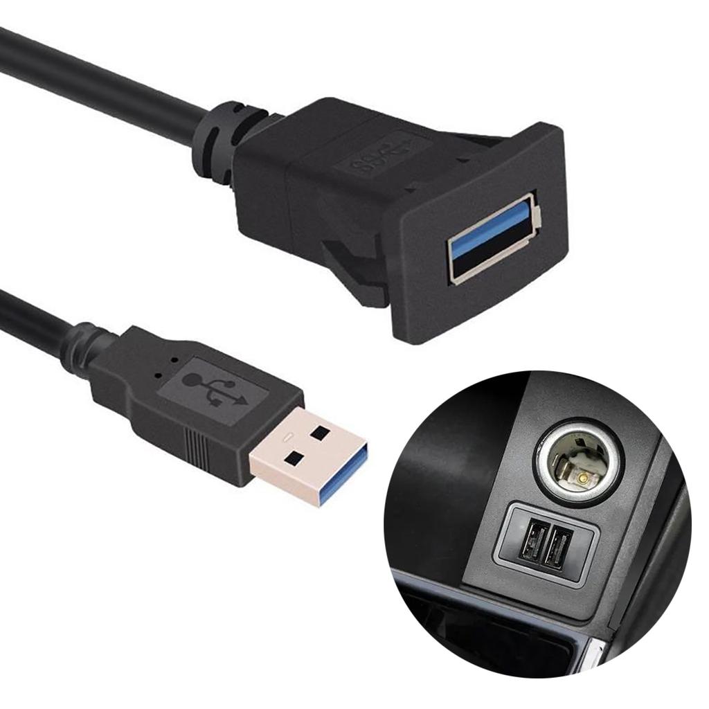 Cablu de prelungire pentru montare pe panou AUX, rezistent la apă, USB3.0, mascul la femelă, pentru mașină, camion, bărci, tablou de bord pentru motociclete, 1 metru
