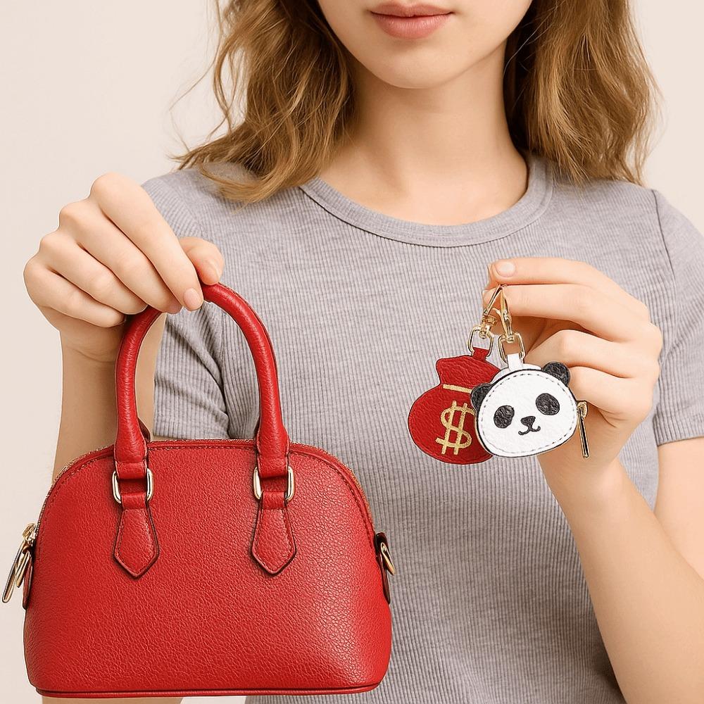 Cute Bag Pendant Leather Coin Purse Keychain Charm Panda Keychain Purse  Fashion Accessories