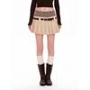 2025 Autumn High Waist Pleated Knit-Corduroy Skirt with Belt