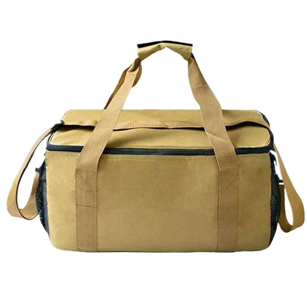 

Storage Bag Outdoor Camping Carrying Bag Picnic Tableware Storage Bag Waterproof Large Capacity Cookware Tote Bag for BBQ Hiking M жовтий
