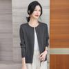Spring New Baseball Jersey Zipper Top Loose Thin Sweater Crew Neck Knitted Cardigan Women's Coat