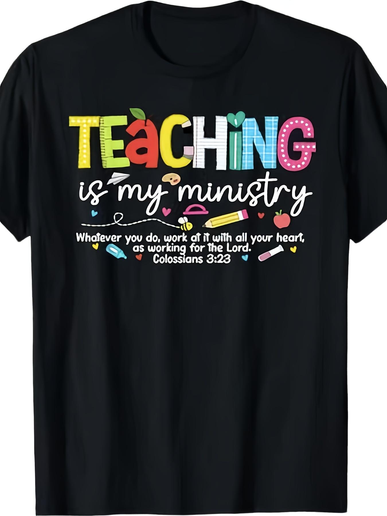 

Teaching Is My Ministry God Christian Teacher Back to School T ShirtMerry Christmas Oversized T Shirt Soft Holiday Gift Tee for Family S разноцветный