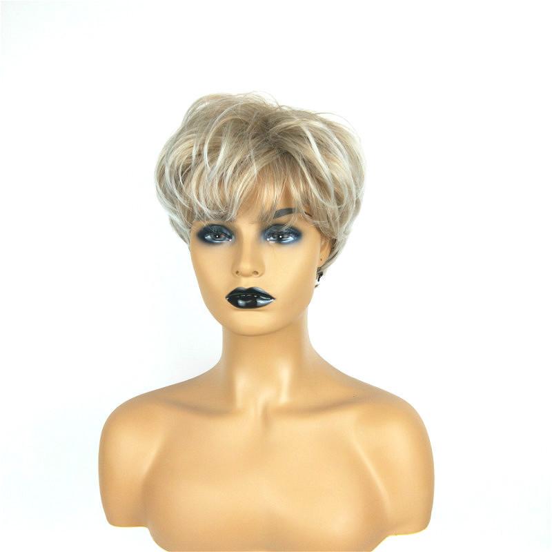 Short Blonde Mix Pixie Cut Wig for Women Synthetic Heat Resistant Wig Daily Wear and Older Women