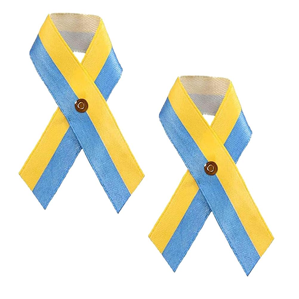 Ukraine Awareness Ribbon Pins Ukraine Flag Pin Ukrainian Pin Satin Blue and Yellow Ribbon Shaped Pin Ukraine Gifts