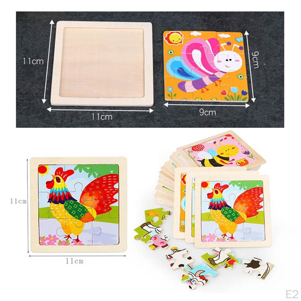 Skládačka dřevěné puzzle hlavolam pro batolata, dětské hračky 9ks -zvířátka
