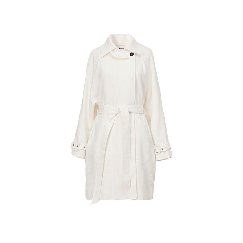 

Blacknini Инь Хуафу «Студент-художник» Тренч на шнуровке Верхняя одежда Твил Рами Стойка Крой по фигуре Linen Windbreaker Outwear L