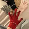 Kitty Pattern Winter Thermal Gloves Stretchy Full Finger Gloves  Outdoor