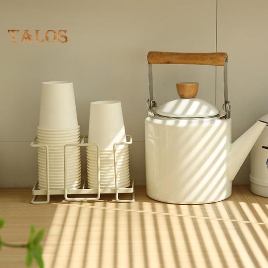 Držák na papírové kelímky Moderní jednoduchá dvojitá štěrbina Pevný kov Robustní pracovní deska Jednorázový plastový zásobník na kelímky Organizér Domácí potřeby