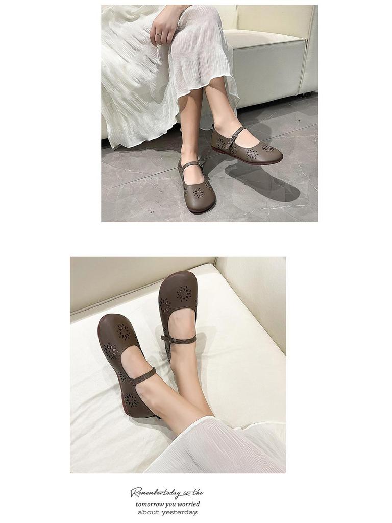 Women's Soft Bottom Embossed Breathable Loafers with Hollowed-Out Design