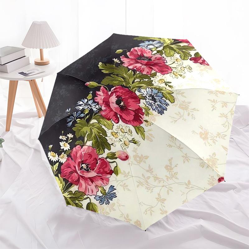 

1pc Floral Pattern Circular Design Umbrella with Plastic Handle,Compact & Stylish,Suitable for All Seasons ptys26064