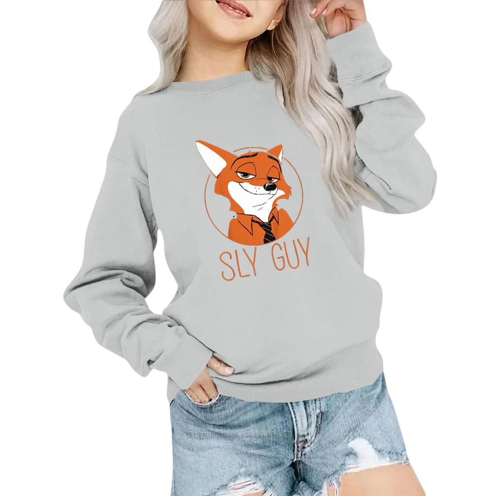 Children's Fashionable Loose Casual Long-sleeved Printed Collar Sweatshirt