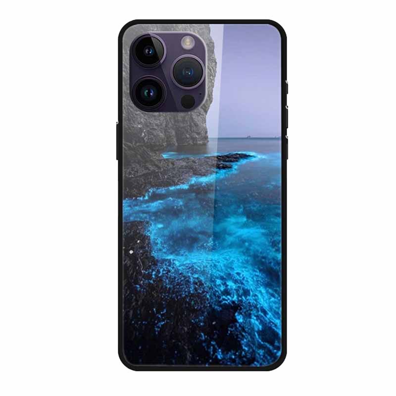 Glass Back Cover For iphone 16 Pro Max Phone Case 16Pro Max Hard Tempered Glass Case For iphone 15 Pro Max Case Soft TPU Bumper
