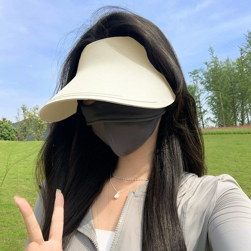 Empty Top Sun Hat Women's Seamless Integrated Sun Protection Hat Summer UV Protection Ice Silk Sun Hat