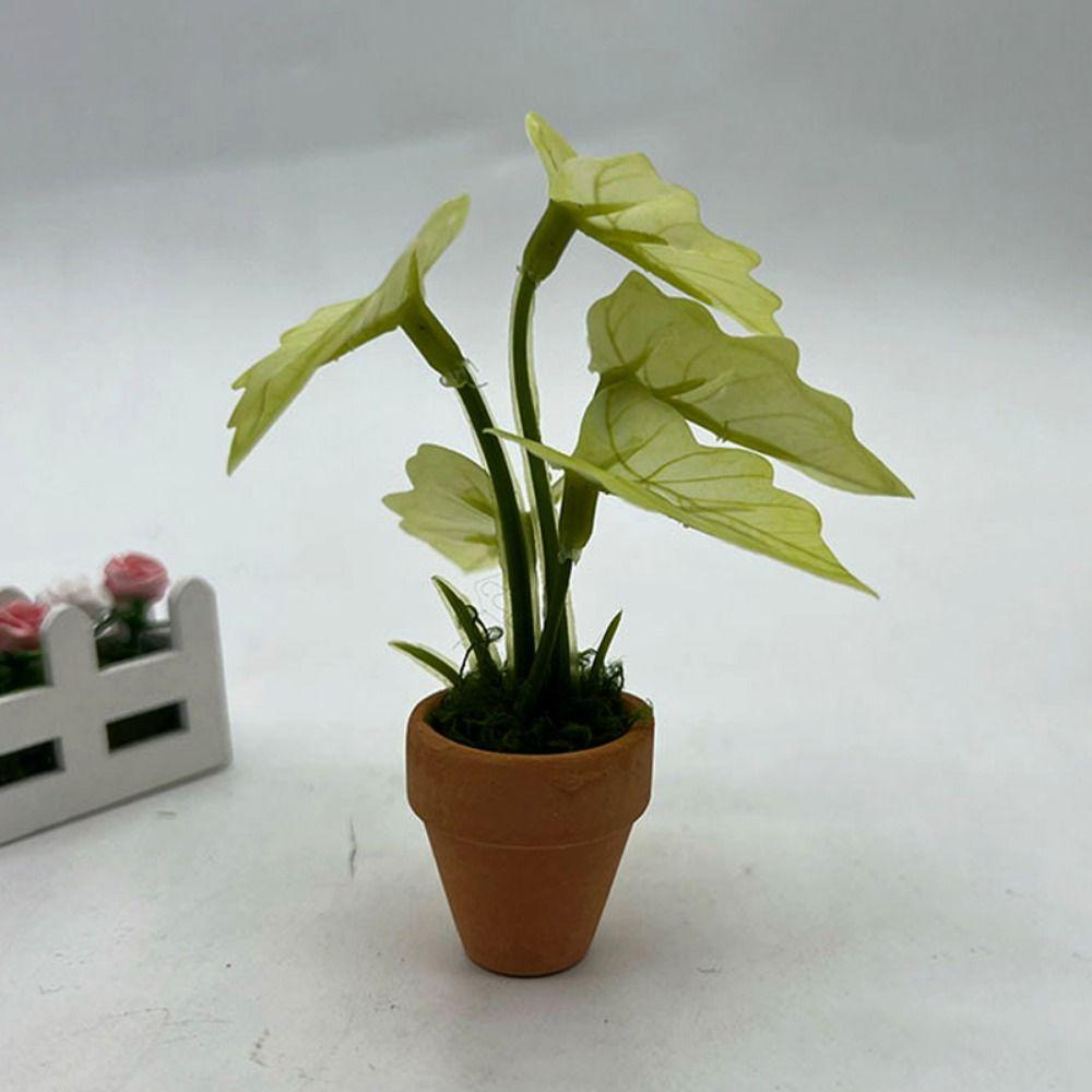 1:12 Dollhouse Miniature Plant Plastic Colorful Taro Green Plant Miniature Dollhouse Decorations