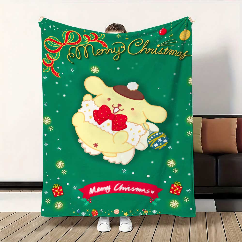 Christmas PomPomPurins Shaggy Throw Blanket for Sofa Warm Winter Blankets Home Bedroom Decoration Bedspread on the Bed Knee Nap