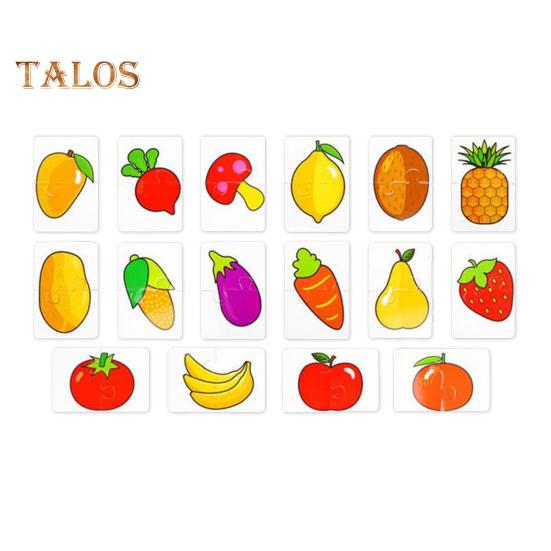 32Pcs/Set Kids Jigsaw Puzzle Toy Animals Vehicles Fruits Vegetables Groceries Learning Educational Paper Puzzle Game 1-6 Toddlers Boys Girls Gift