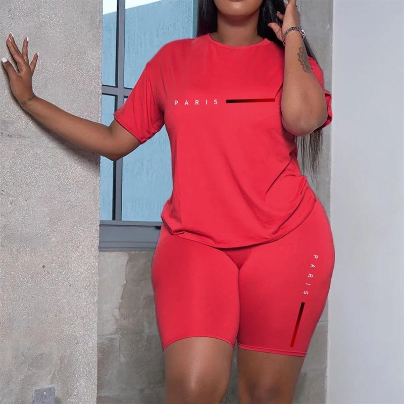 Women's Tracksuit Casual Summer Two Piece Sets Hot Sales Fashion Quality O-Neck Short Sleeve Sports T-Shirts Daily Clothing