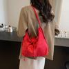 Solid Color Bow Backpack Korean Style Shoulder Tote Bag Fashion Suede Shoulder Bag  Travel