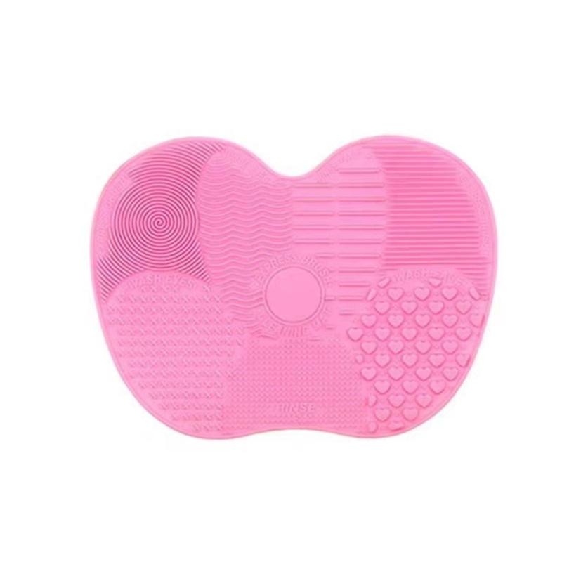 

Portable 1PC Pink Apple-Shaped Silicone Makeup Brush Cleaner Pad With Suction Cup For Effective Cosmetic Tool Cleaning рожевий