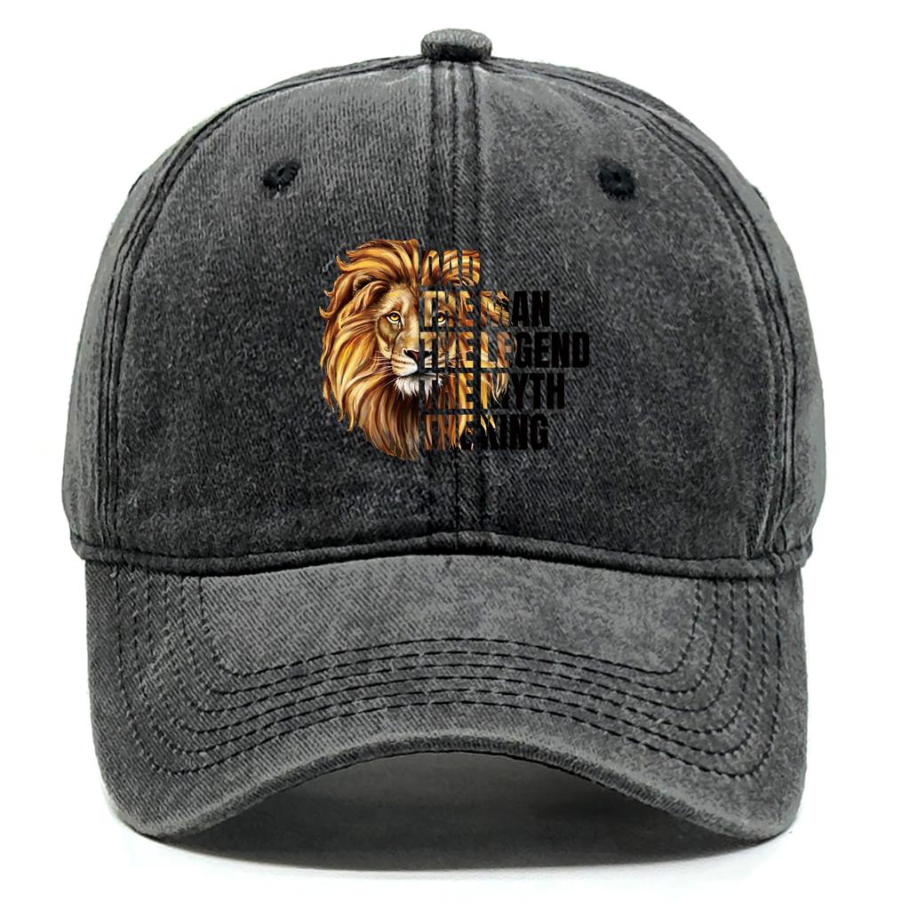 DAD Man Lion Print Adjustable Baseball Cap Cotton Dad Hat Washed Retro Solid Color Snapback Baseball Hat One Size Fits All