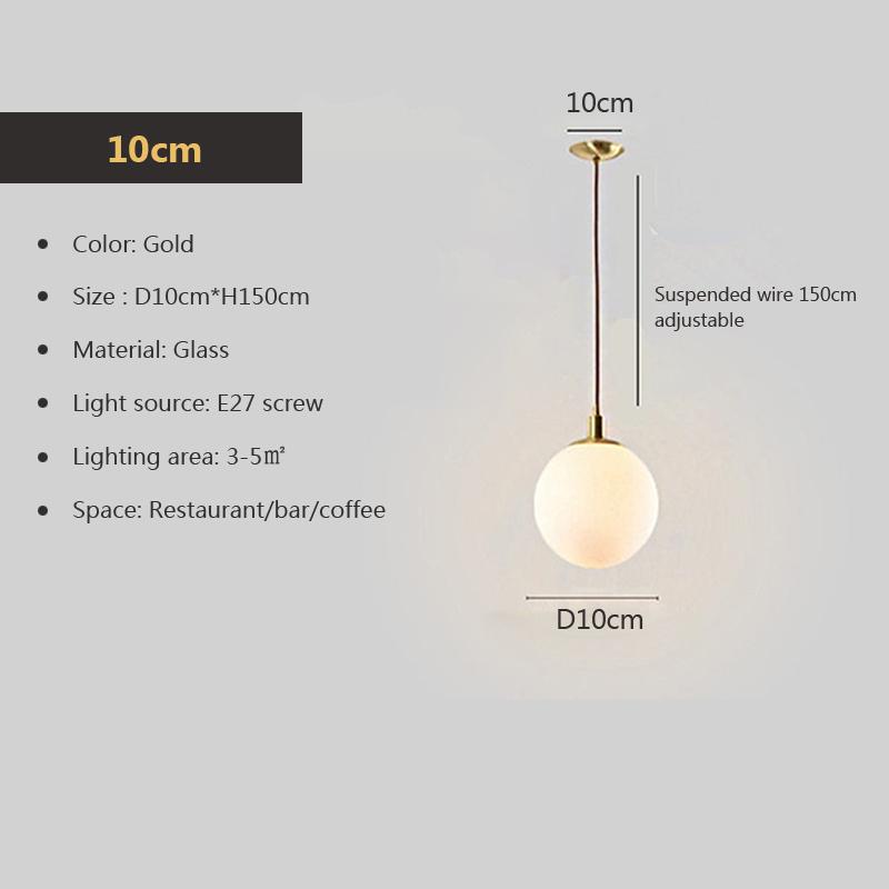 Modern  Glass Ball Pendant Lights White Globe Hanging Lamps Bar Restaurant Deco Luminaire Bedroom Light LED Pendant Lamp