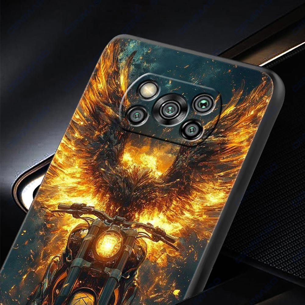 Motorcycle Phone Case for Xiaomi Poco F7 F6 F5 F4 F3 X6 X5 X4 X3 NFC F7 Ultra M4 C51 C55 GT 5G Soft TPU Cover Fundas Capas Coque