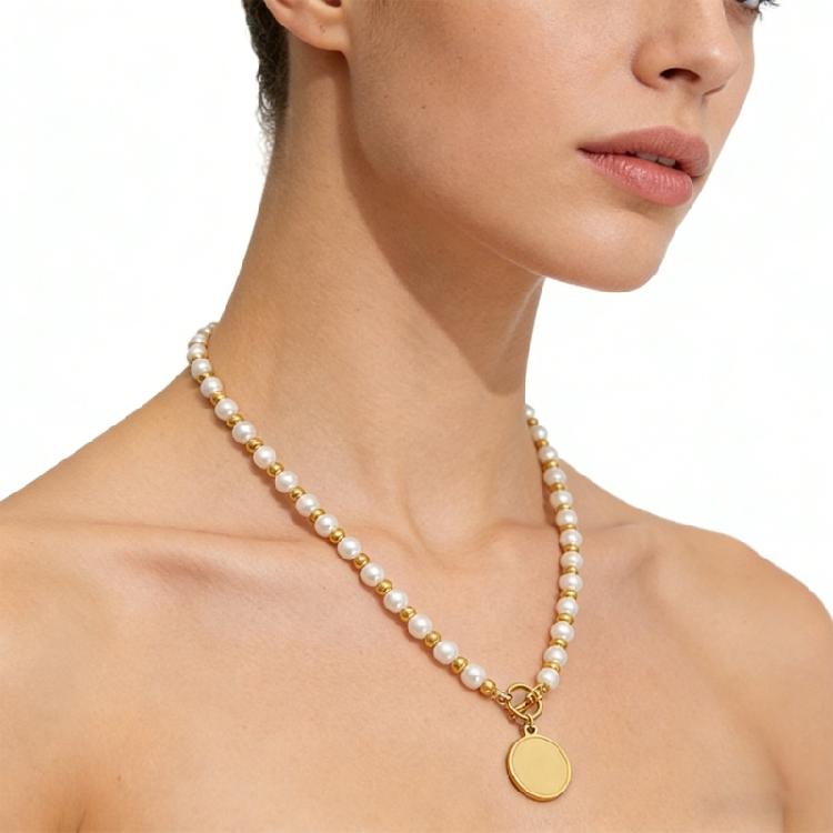 Faux Pearls And Shell Layering Necklace Suitable Stylish Clavicle Chain For Commuting Dating Or Parties