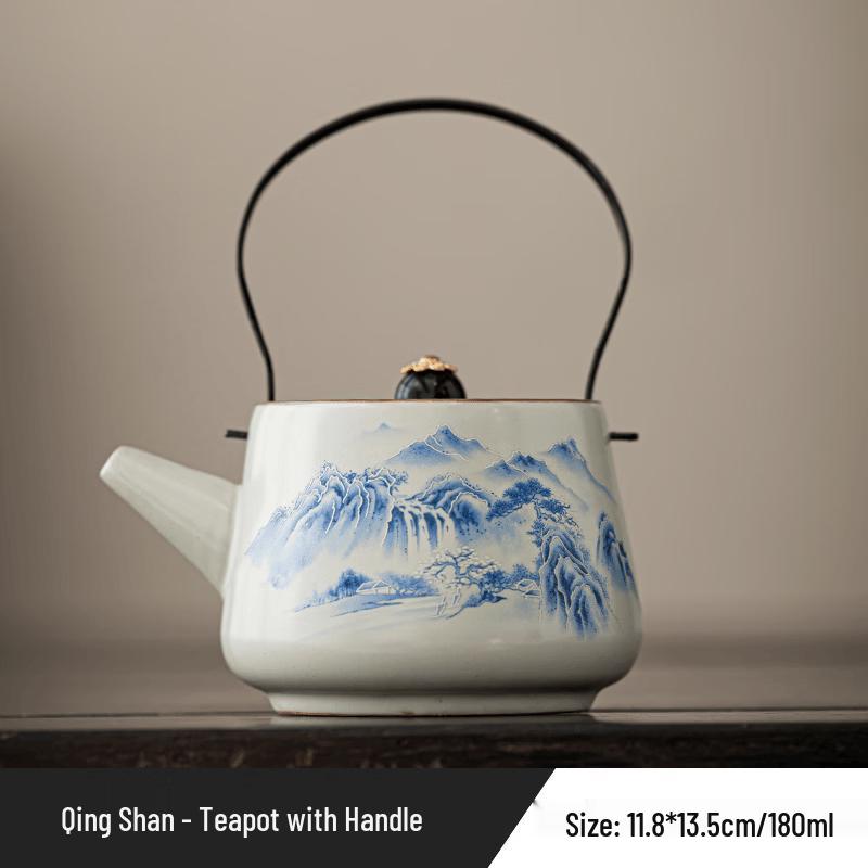 Ru Kiln Style Green Mountain Top-Handle Teapot