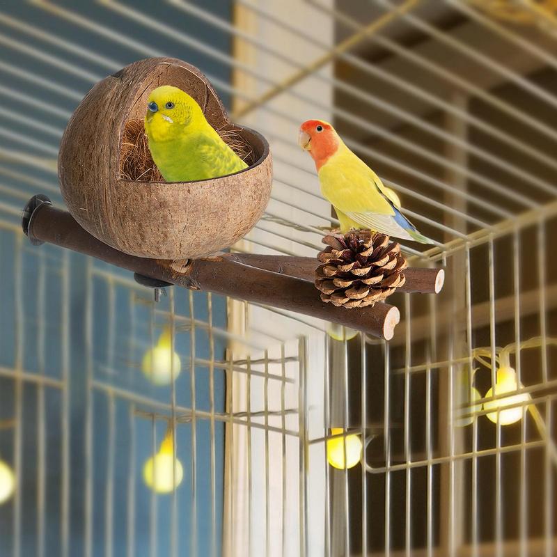 Bird Coconut House Natural Coconut Shell Bird Nest Bird Hideaway And Parakeet Nest Comfortable Parakeet Nesting Box For Love