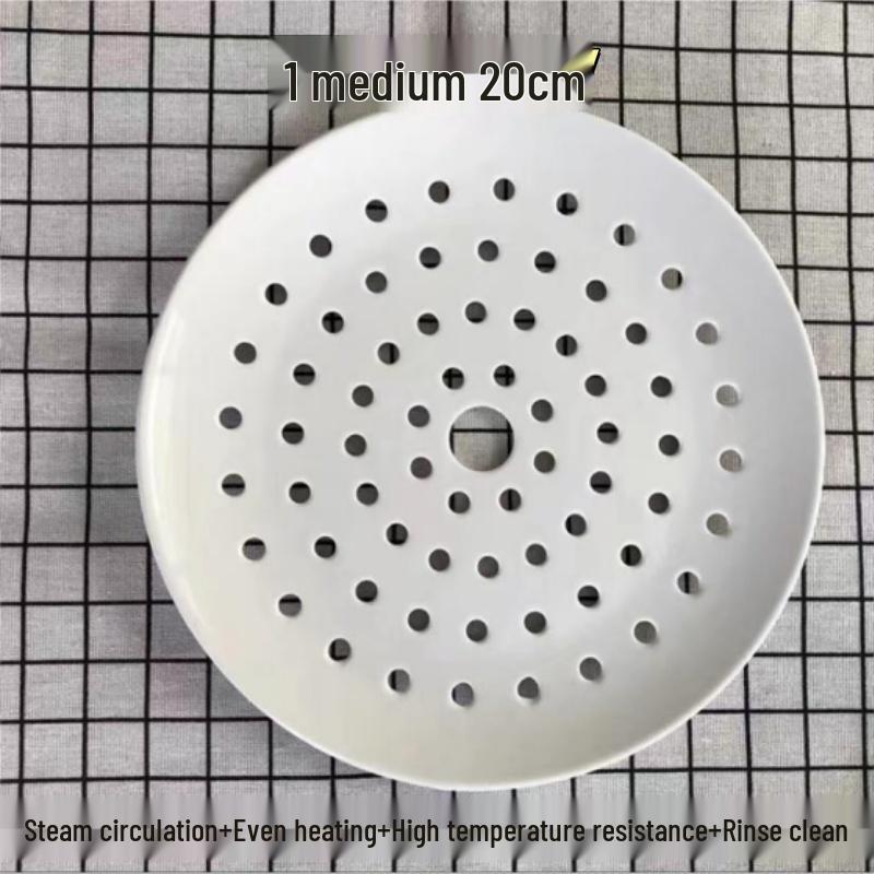 Ceramic Microwave Steamer Plate with Fine Pores - Universal Food Grade for Steaming Seafood, Fish, Buns, and More.