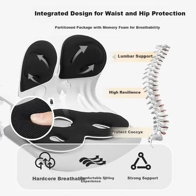 BKT Lumbar Support Cushion, Back Pain Relief Seat Pad, Ergonomic Chair for Long Sitting, Extra Large Size, Breathable Backrest for Office, Chair Pad