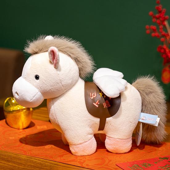 Horse Plush Doll New Year Decoration Soft Lucky Horse Mascot Desk Car Decor for Spring Festival