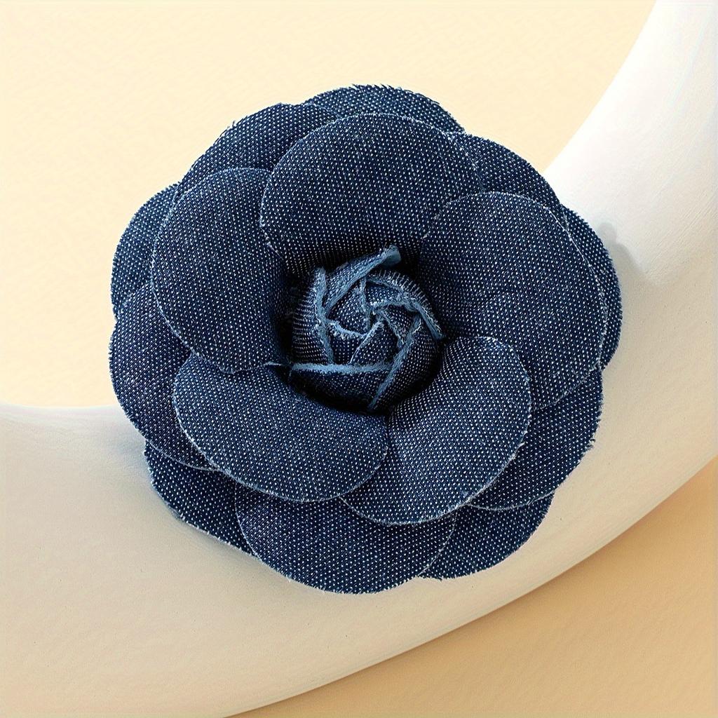 Blomma tredimensionell tyg blå denim blomma brosch flerskiktad blomma festpaj semester mångsidig Nyårspresent smycken