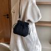 Fashionable Mini Plush Crossbody Bag with Drawstring - Soft Fuzzy Bucket Bag for Women,  Detachable Strap, Polyester Lined
