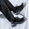 Classic Black Men's British Style Thick Soled Formal Leather Shoes Fashionable Lace Up Comfortable Business Casual Leather Shoes