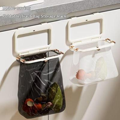 1 Pièce Support Sac Poubelle Cuisine Porte d'Armoire Suspendu Porte-Poubelle Pliable Polyvalent Salle de Bain Murale Support Sac Plastique