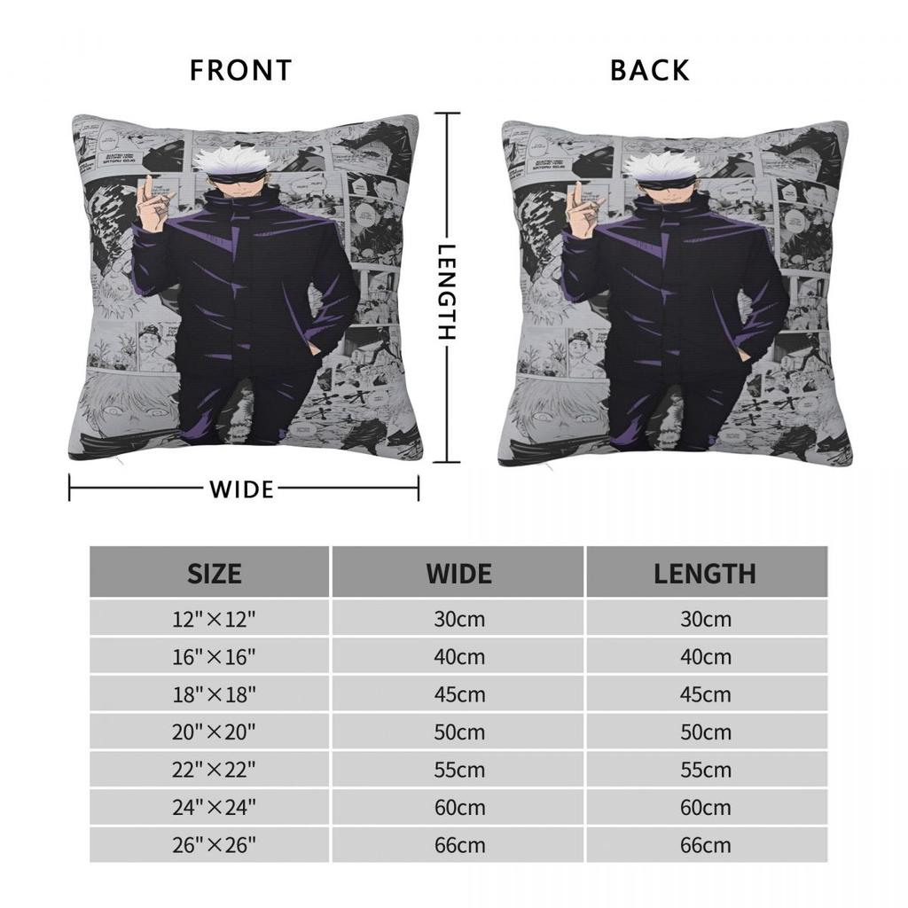 Gojo Satoro Jujutsu Kaisen Printing Pillowcase Cushion Cover Throw Pillow Cover Y2K Bed Decoration Zipper Multiple Sizes