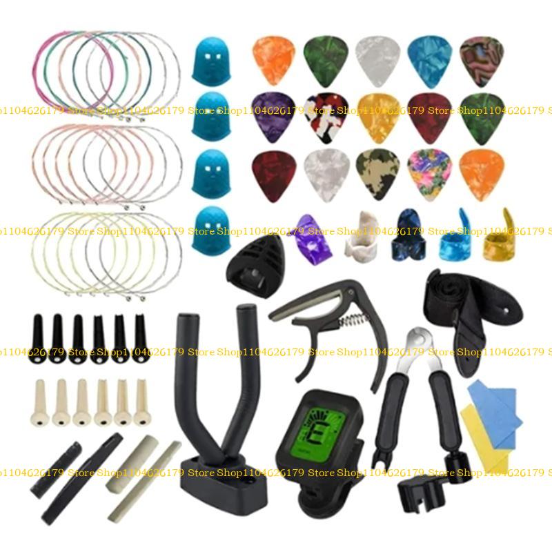A1A2 Guitar Accessories Kits Guitar Picks & Capo & Tuner & Guitar Strings & String Bone Bridge Saddle & Bridge Pins and Nut