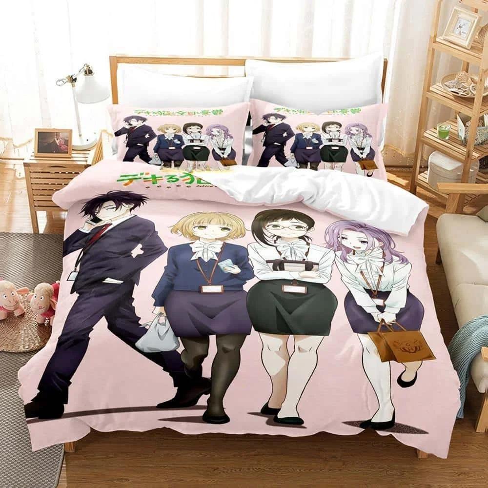3D Kawai The Masterful Cat Is Depressed Again Today Bedding Set Cartoon Anime Three-piece Set Adult Kid Bedroom Duvet Cover Sets