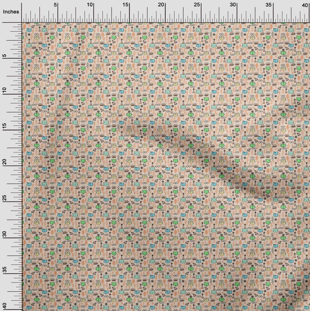oneOone Bomull Flex Light Peach Stoff Barn Dyr gjør-det-selv-klær Quilting Stoff Print Stoff etter Yard 40 Tommer